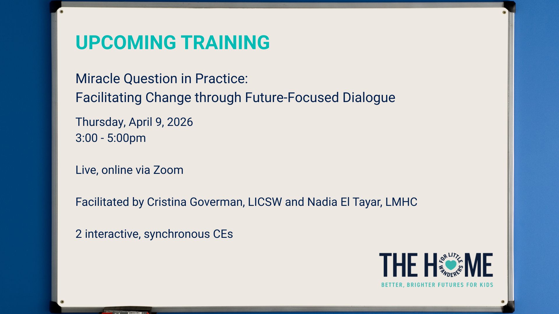 Training date and time