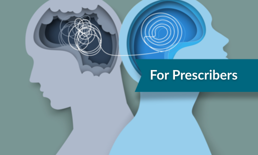 Two sketched brains facing away from one another